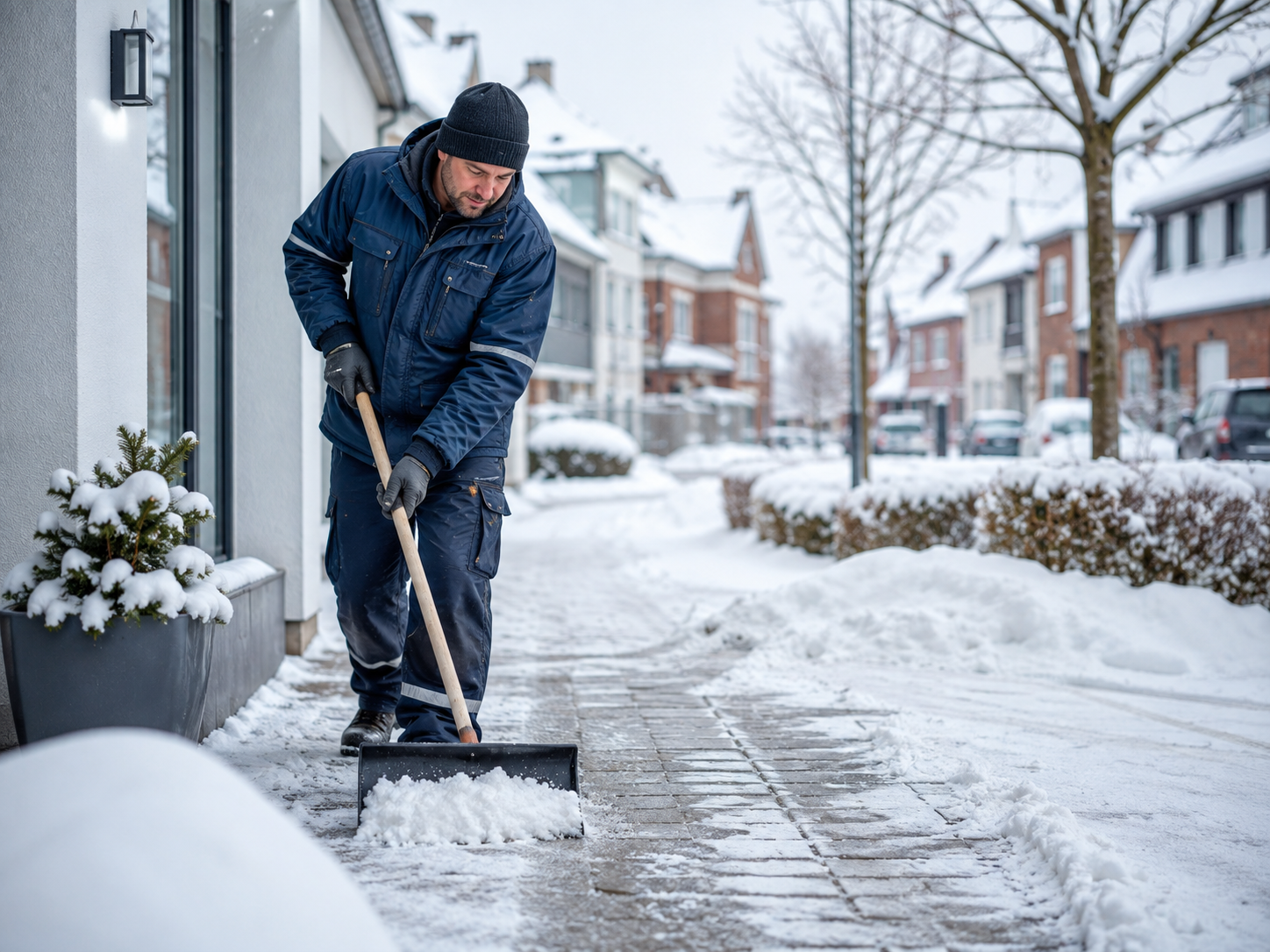 Winterdienst-Einsatz: Gehweg wird in Reinfeld von Schnee geräumt